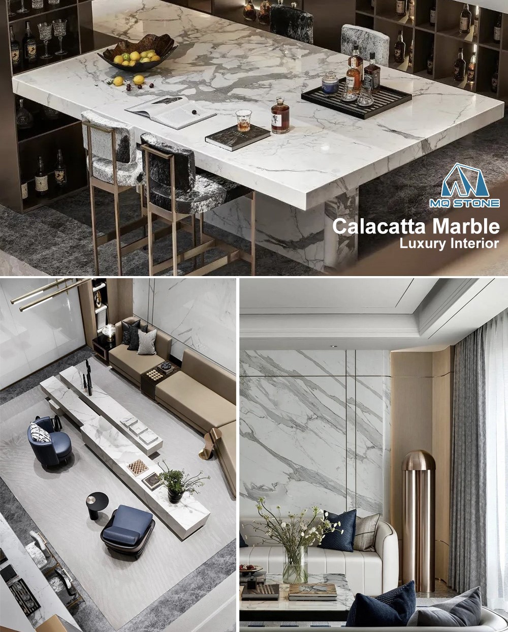 500 SQM Villas Interior Designs With Calacatta Marble