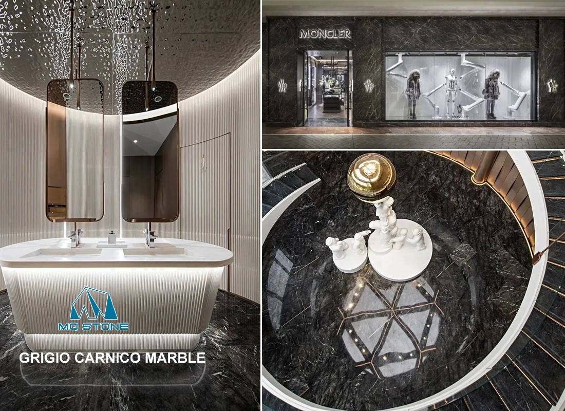 Progetti di pavimenti e rivestimenti in marmo Grigio Carnico