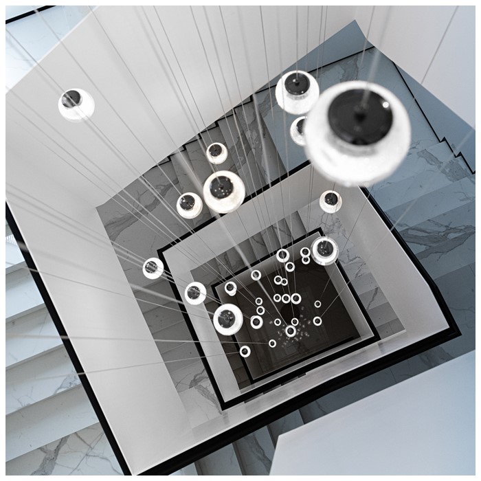 Escaliers en marbre blanc Calacatta pour villas de luxe