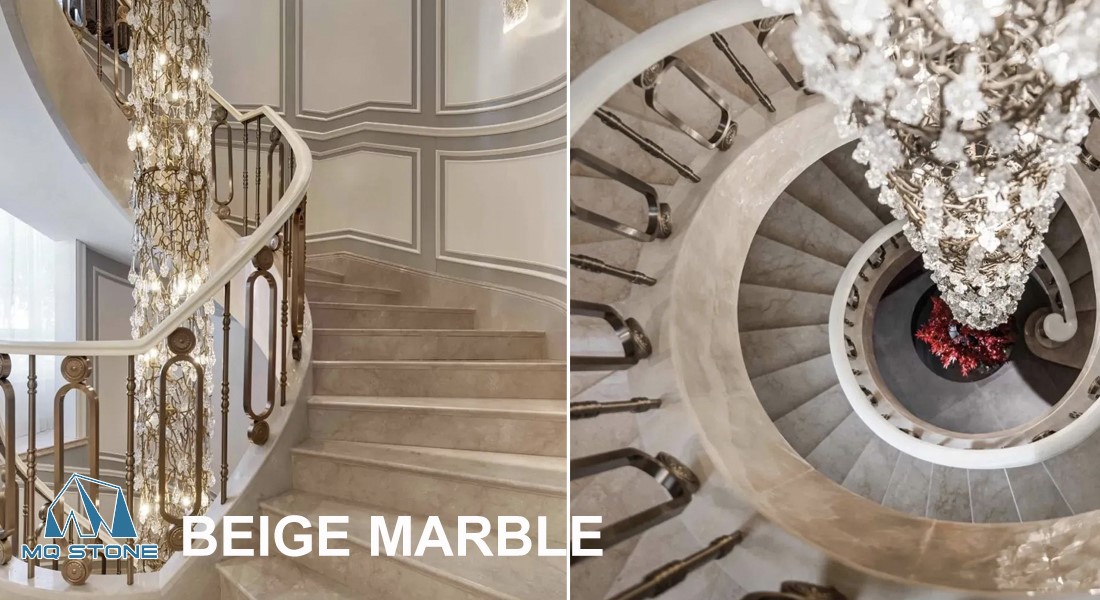 Projets d'escaliers en marbre beige dans les villas