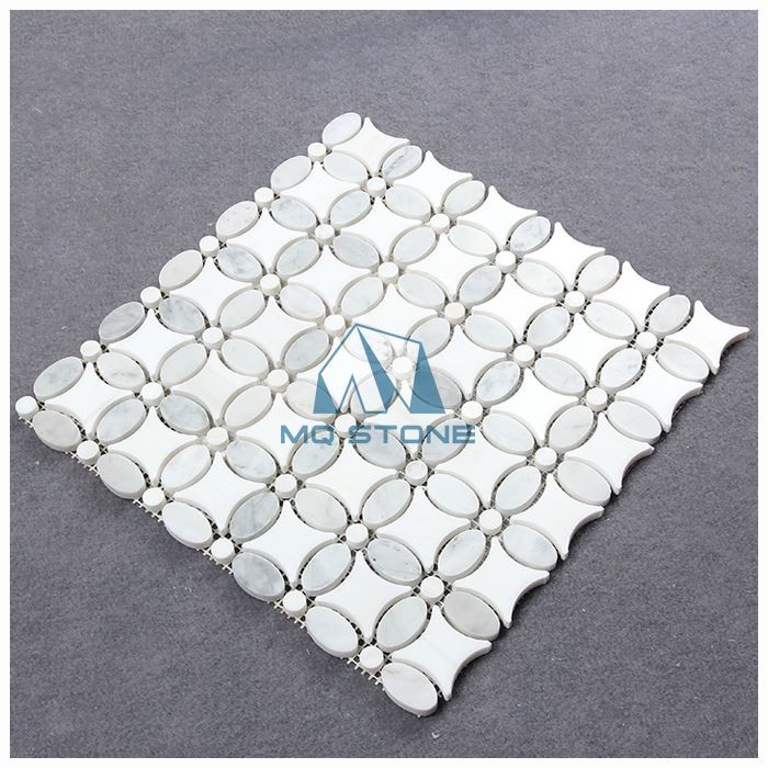 Carrara White Marble Flower Mosaic Tiles